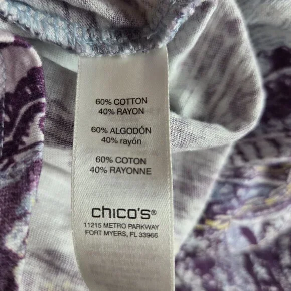 Chico's Paisley Scoop Neck Top, Small - Picture 3 of 7